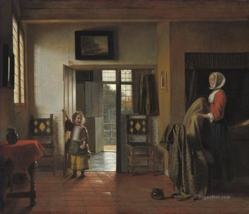 ベッドルームのジャンル ピーター・デ・ホーホ Oil Paintings